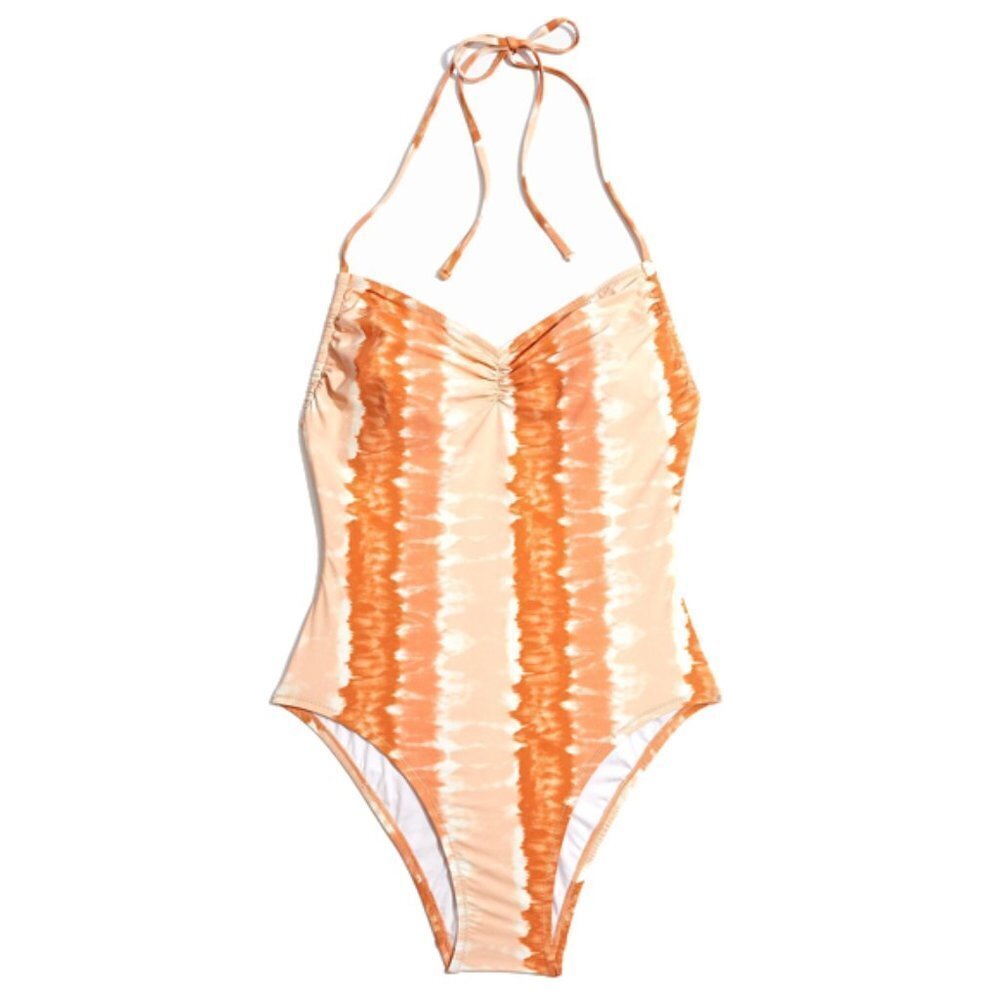 Madewell Sonia Orange Tie-Dye Drawstring Swimsuit - Picture 1 of 1